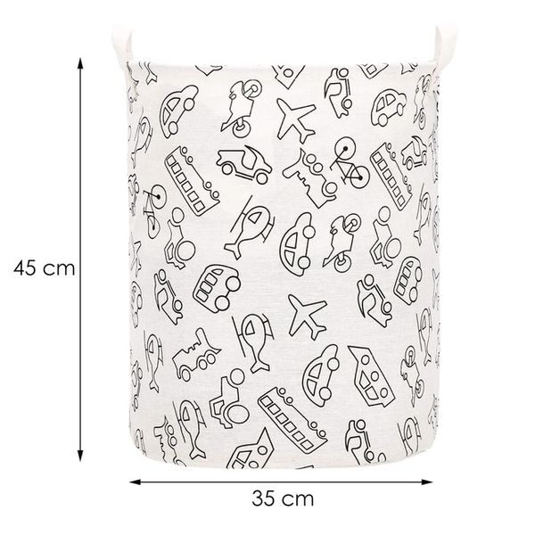 Kosz do przechowywania zabawek i ubrań 43 L pojemnik z uszami biało-czarny w pojazdy zdjęcie 5