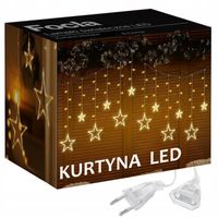 KURTYNA ŚWIETLNA LED LAMPKI CHOINKOWE GWIAZDY WISZĄCE 138LED Białe Ciepłe