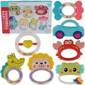 ZESTAW GRZECHOTEK I GRYZAKÓW SENSORYCZNYCH 7 EL. DLA NIEMOWLĄT