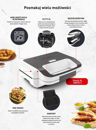 Opiekacz do kanapek tostów TEFAL Snack XL SW7011 Gofrownica Toster na Arena.pl