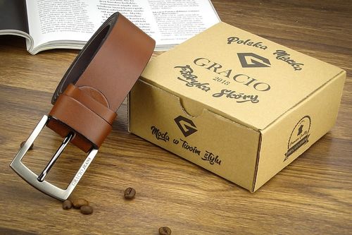 PASEK męski Gracio BRĄZ SZEROKI do spodni JEANS na Arena.pl