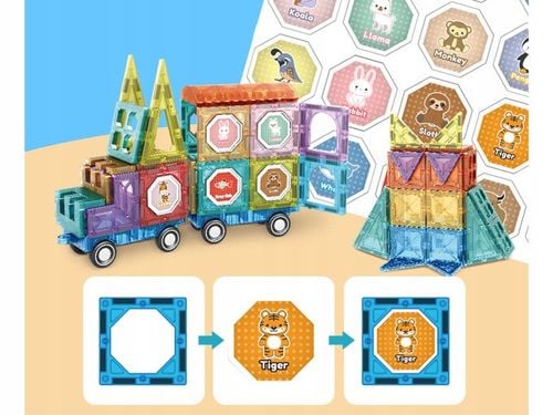 51w1 Zestaw Klocków Edukacyjne Klocki Magnetyczne Sensoryczne Panele Figury na Arena.pl