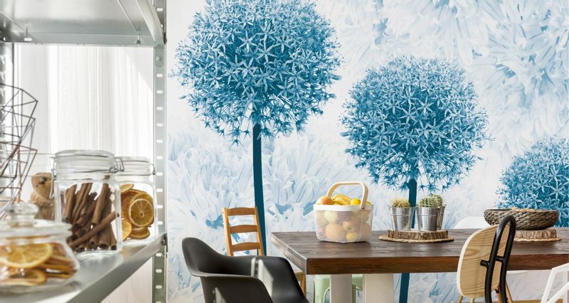 Fototapeta Ścienna Niebieskie DMUCHAWCE Kwiaty Styl Boho 368cm x 254cm zdjęcie 3