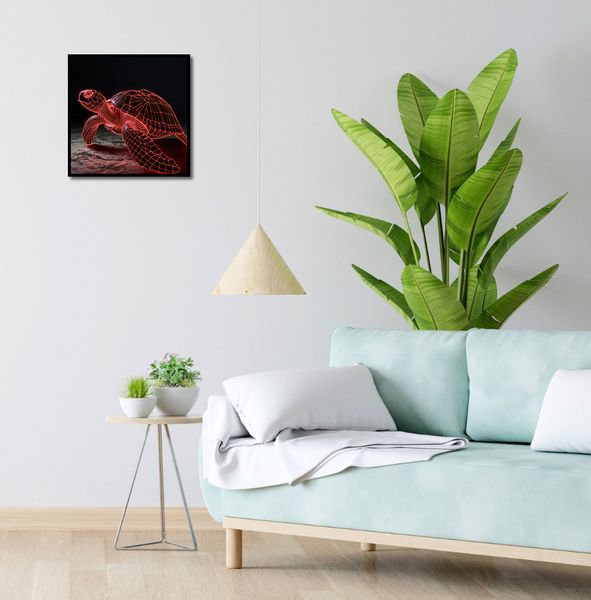 Plakat 40x40cm Neonowy Żółw zdjęcie 4