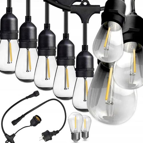 2X GIRLANDA ŚWIETLNA OGRODOWA LAMPKI 20X ŻARÓWKI 20m 20LED WODOODPORNA ŁĄCZ na Arena.pl