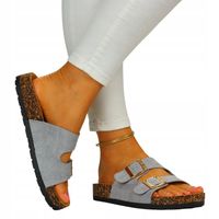 KLAPKI DAMSKIE BUTY NA KORKU PROFILOWANE NA KLAMRY