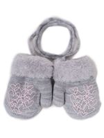 Rękawiczki dziewczęce jednopalczaste ze sznurkiem szare 12 cm YOCLUB