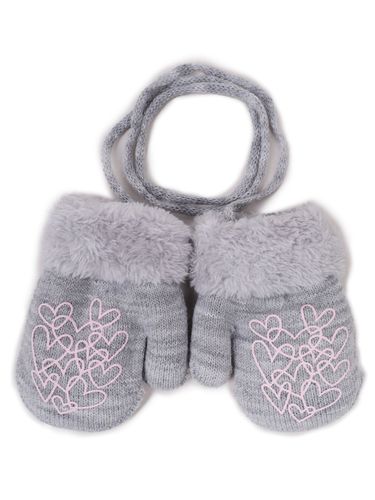 Rękawiczki dziewczęce jednopalczaste ze sznurkiem szare 14 cm YOCLUB na Arena.pl