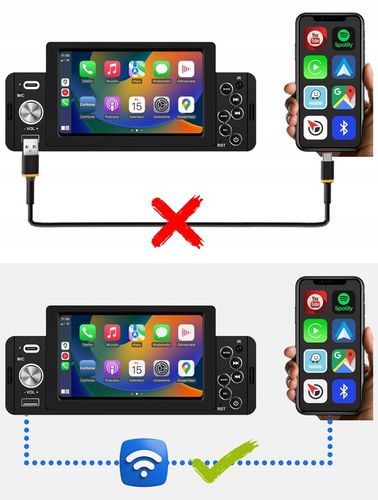 RADIO SAMOCHODOWE 1DIN BLUETOOTH 5" EKRAN DOTYK APPLE CARPLAY ANDROID AUTO na Arena.pl