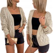 Złoty Kardigan Ażurowy niezapinany - narzutka UNI EAGLE ZŁOTY