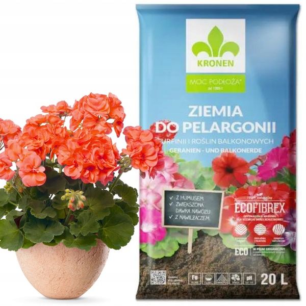 ZIEMIA DO PELARGONII SURFINII BEGONII PETUNII BRATKÓW balkonowych 60L nawóz zdjęcie 2