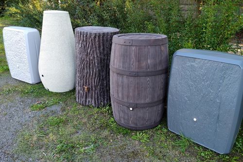 500 ZBIORNIK na DESZCZÓWKĘ POJEMNIK BECZKA WODĘ Antracyt Kamień + ZBIERACZ na Arena.pl