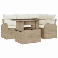 Zestaw Sof na Ogród 5 pcs Beżowy 100 x 55 x 73 cm Polirattan
