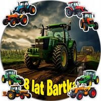 OPŁATEK NA TORT 20CM - TRAKTOR DEKORACJA URODZINOWA + IMIĘ 15CM 18CM