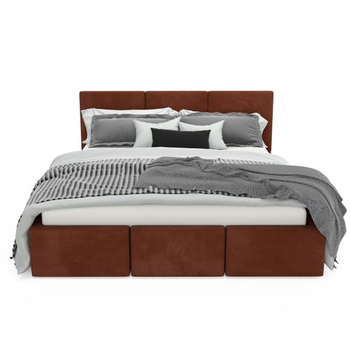 ŁÓŻKO TAPICEROWANE DO SYPIALNI 160x200 ŁÓŻKO PODWÓJNE Z POJEMNIKIEM MIODOWE na Arena.pl