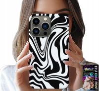 ETUI DO IPHONE 14 PRO MAX - CZARNO BIAŁA ABSTRAKCJA + SZKŁO HART