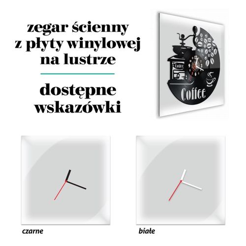 Zegar Ścienny z płyty winylowej na lustrze JEDZENIE  19 wzorów 30x30cm na Arena.pl