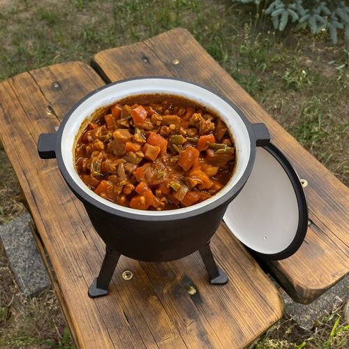 KOCIOŁEK ŻELIWNY EMALIOWANY GARNEK myśliwski węgierski 10L OGNISKO GRILL na Arena.pl