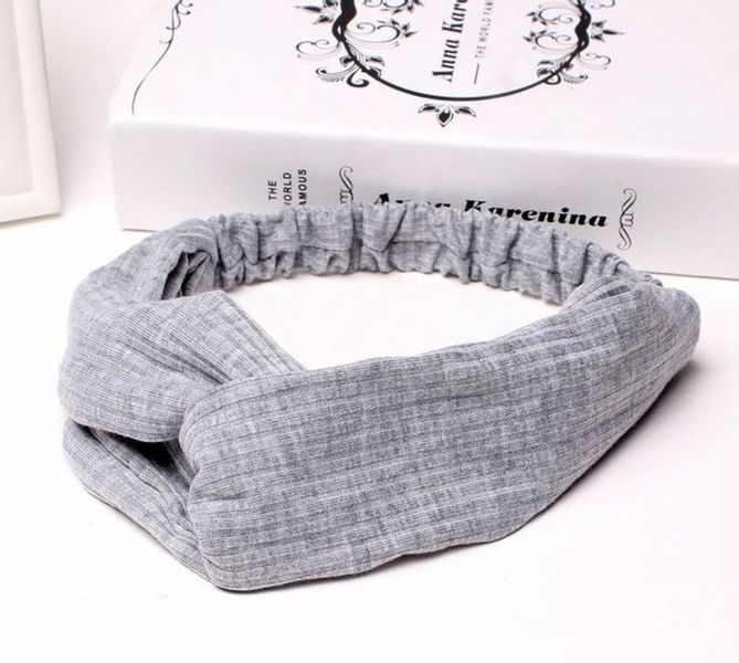 Opaska gumka do włosów węzeł boho szara zdjęcie 2