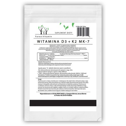 WITAMINA D3 5000 iu+K2 MK-7 200 mcg 100 tab NOWOŚĆ na Arena.pl