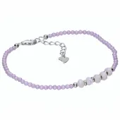 RODOWANA SREBRNA BRANSOLETKA FASETOWANY WRZOSOWY KRYSZTAŁ BIAŁY AGAT