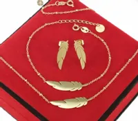 KOMPLET ZŁOTY PIÓRKA 3 cz STAL CHIRURGICZNA 316 L