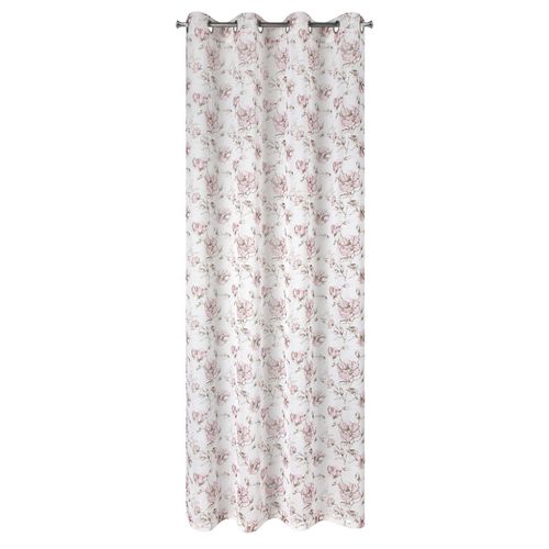 Firana gotowa na przelotkach AMBER 140x250 biała różowe beżowe kwiaty na Arena.pl