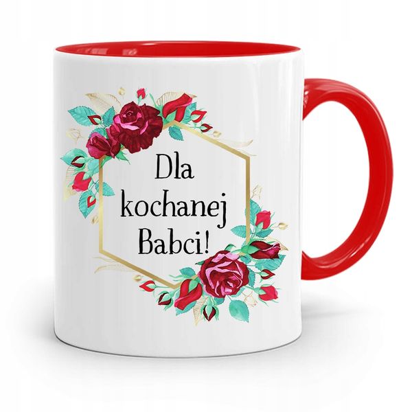 Kubek Czerwony Dla Babci Dla Kochanej Babci Z Nadrukiem Ze Zdjęciem zdjęcie 1