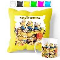 ZESTAW: KUBEK + POSZEWKA - MINIONKI - PREZENT WIELE WZORÓW + IMIĘ