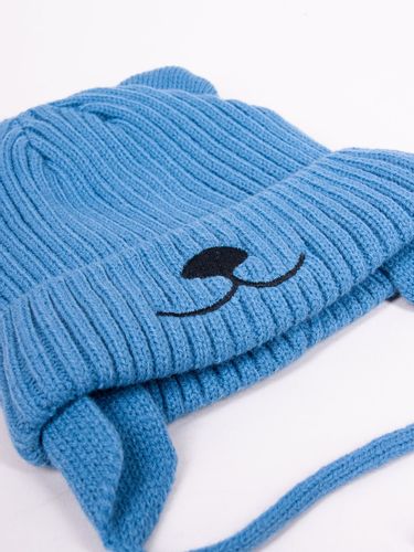 Czapka zimowa dziecięca niebieska nosek misia wiązana 34-36 YOCLUB na Arena.pl