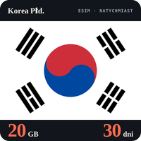 Karta eSIM Internet Korea Płd. 20 GB na 30 dni - bez rejestracji