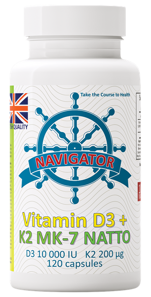 NAVIGATOR Witamina D3 10 000 IU + Witamina K2 MK-7 200micg 120 kaps. zdjęcie 1