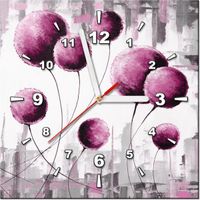 30CM 30CM ZEGAR ŚCIENNY OBRAZ ABSTRAKCYJNE DMUCHAWCE FUKSJI DRUK PŁÓTNO