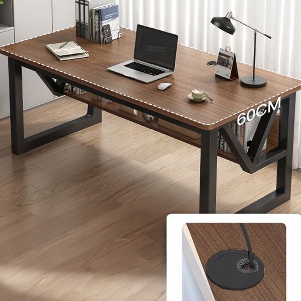 BIURKO GAMINGOWE NOWOCZESNE Z PÓŁKĄ CIEMNY BUK LOFT INDUSTRIALNE 120 CM zdjęcie 4