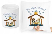 Na Święta Zestaw Poduszka + Skarbonka Prezent Z Nadrukiem Ze Zdjęciem