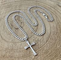 Łańcuszek srebrny męski 925 zestaw pancerka 4 mm 50 cm z zawieszką krzyż