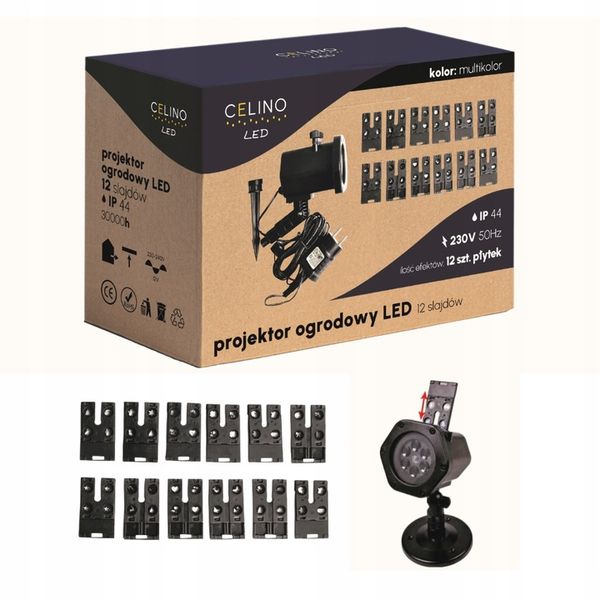 WODOODPORNY PROJEKTOR LEDOWY OGRODOWY REFLEKTOR IP65 + 12 SLAJDÓW zdjęcie 1
