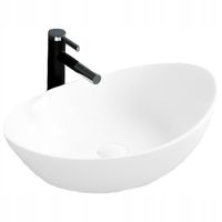 UMYWALKA NABLATOWA CERAMICZNA OWALNA OWAL BIAŁA STAWIANA NA BLAT 42 x 34 CM