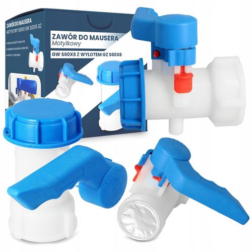 Zawór IBC Mauser MAUZER S60x6 MOTYLKOWY Kran Złącze Wylot Zbiornika na Arena.pl