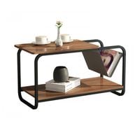 STOLIK KAWOWY LOFTOWY DWUPOZIOMOWY Z GAZETOWNIKIEM METAL MDF