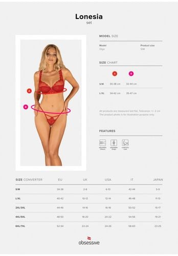 bielizna lonesia komplet 2 częściowy czerwony l/xl na Arena.pl