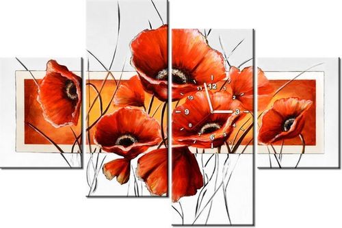 120CM 80CM ZEGAR 4 ELEM MAKI BIAŁYM OBRAZ ŚCIENNY na Arena.pl