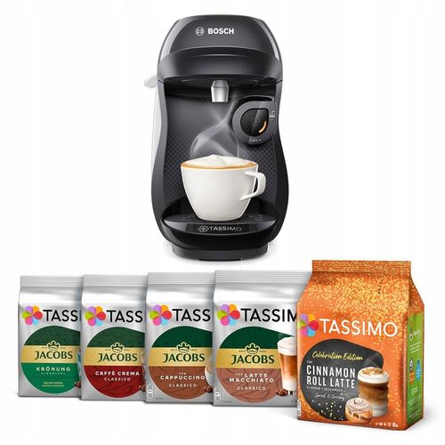 Ekspres kapsułkowy Bosch Tassimo Happy czarny +5x Tassimo + kubek na Arena.pl
