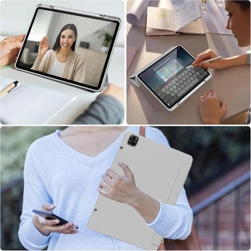 Etui do iPad Air 13 M2 Pro 12,9 z Uchwytem na Rysik Szare TPU Ochronne na Arena.pl