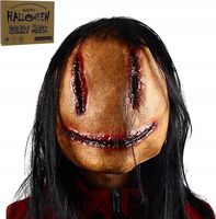 MASKA HORROR Z DUŻYMI USTAMI I DŁUGIMI WŁOSAMI HALLOWEEN LATEKSOWA