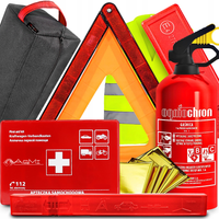 Gaśnica 1kg Apteczka Kamizelka Trójkąt Ostrzegawczy Torba Do Bagażnika