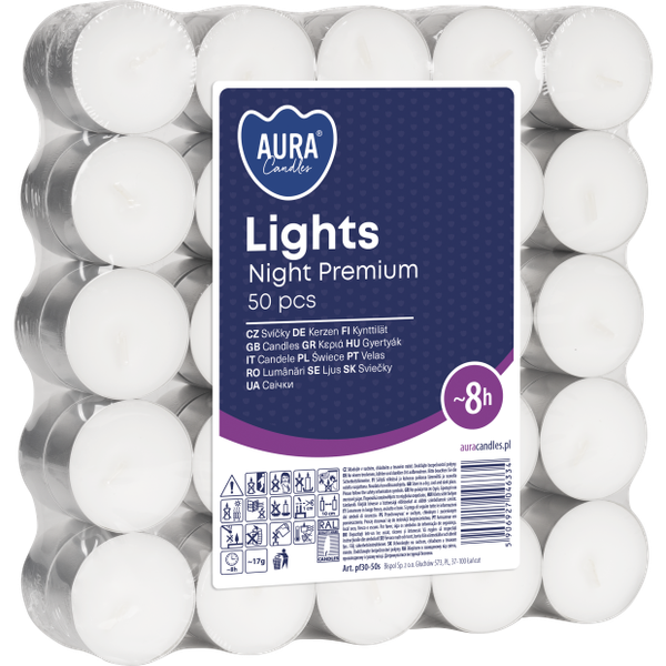 Świece Bispol Night Lights 8h 50 sztuk zdjęcie 1