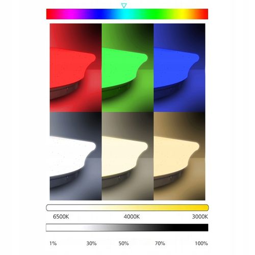 Plafon Natynkowy Lampa Sufitowa Oprawa 72W RGB CCT Głośnik Pilot biały na Arena.pl