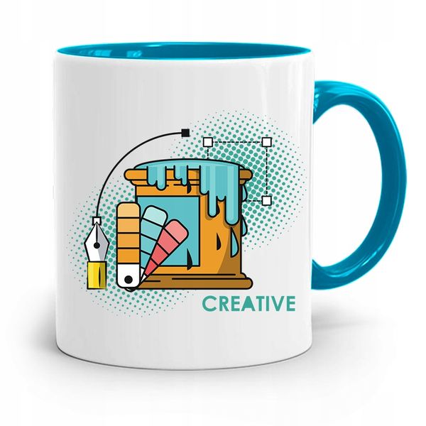 Kubek Błękitny Prezent Dla Grafika Creative Z Nadrukiem Ze Zdjęciem zdjęcie 1
