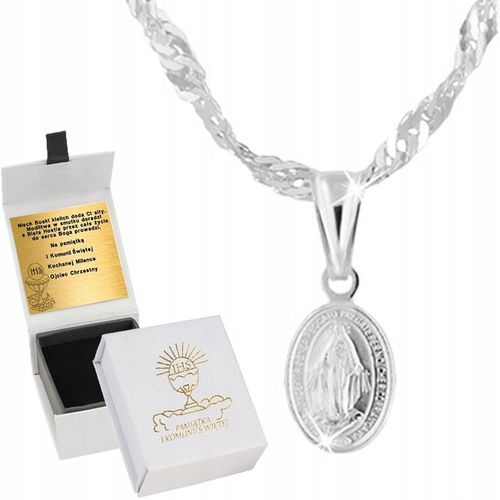 Łańcuszek srebrny medalik Komunia Chrzest dla dziewczynki grawer na Arena.pl